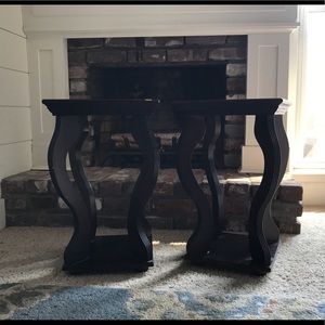 Two wooden tables